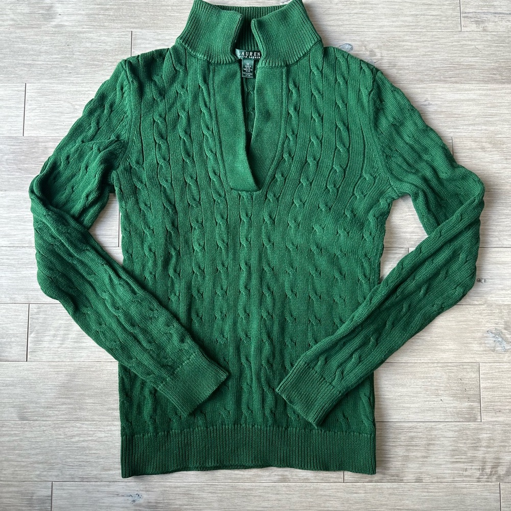 Lauren‎ Ralph Lauren Forest Green Cowl Neck Sweater Medium